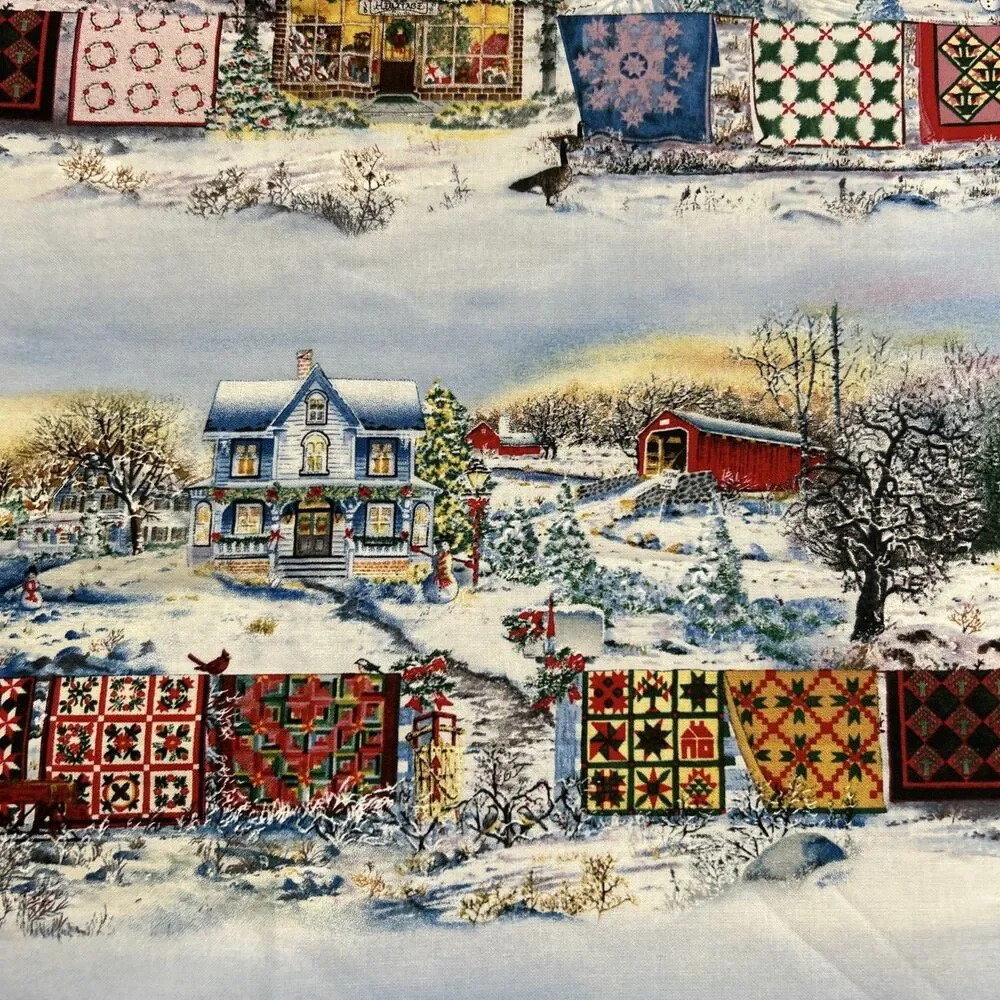Holiday Airing Cotton Quilting Fabric Diane Phalen Winter Country Scenes 39 X 40